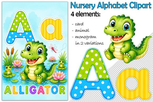 Download Alphabet Clipart Letter a, Alligator PNG - Premium Bundle